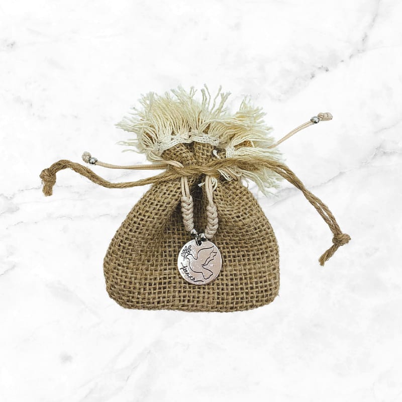 SACHET JUTE FRANGE + BRACELET
