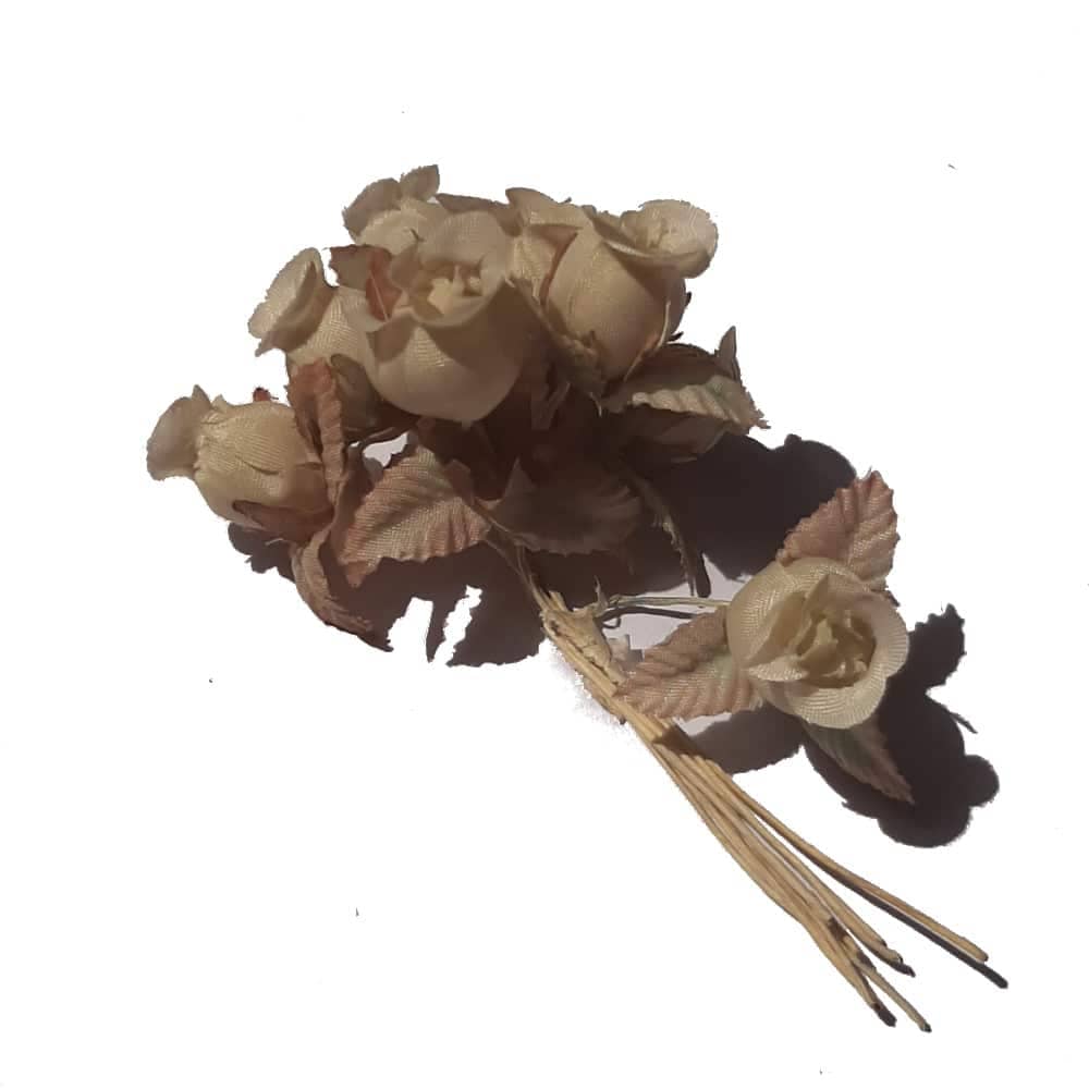 Fleur rose JADIS de couleur blanc ancien – 12 pièces