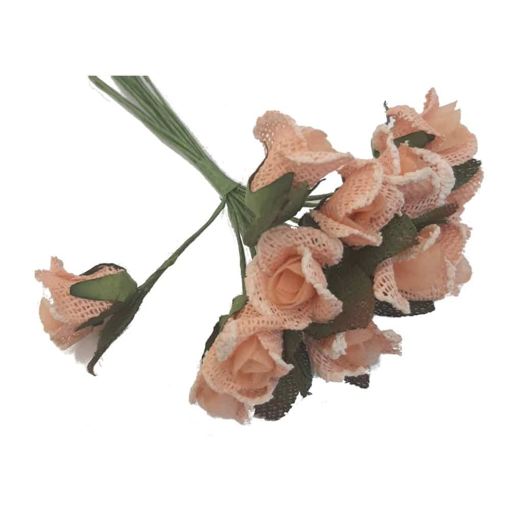 Fleur rose saumon jute – 12 pièces