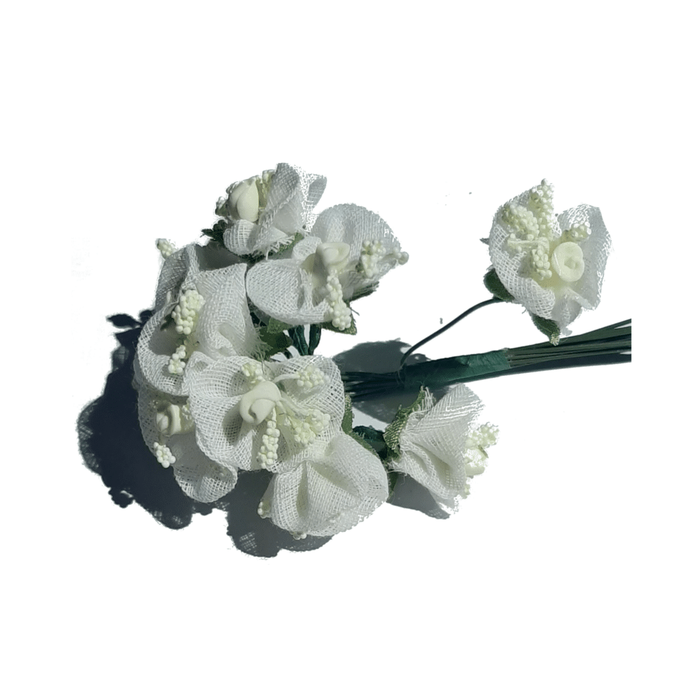 Fleur rose blanc PISTIL – 12 pièces