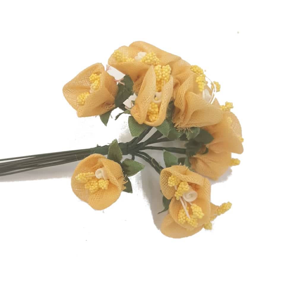 Fleur rose jaune PISTIL – 12 pièces